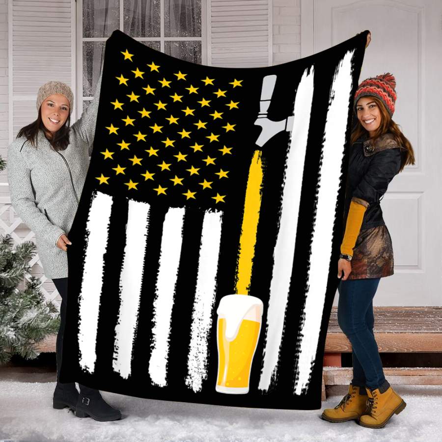 Customs Blanket Craft Beer American Flag USA Blanket – Perfect Gift For Dad – Fleece Blanket