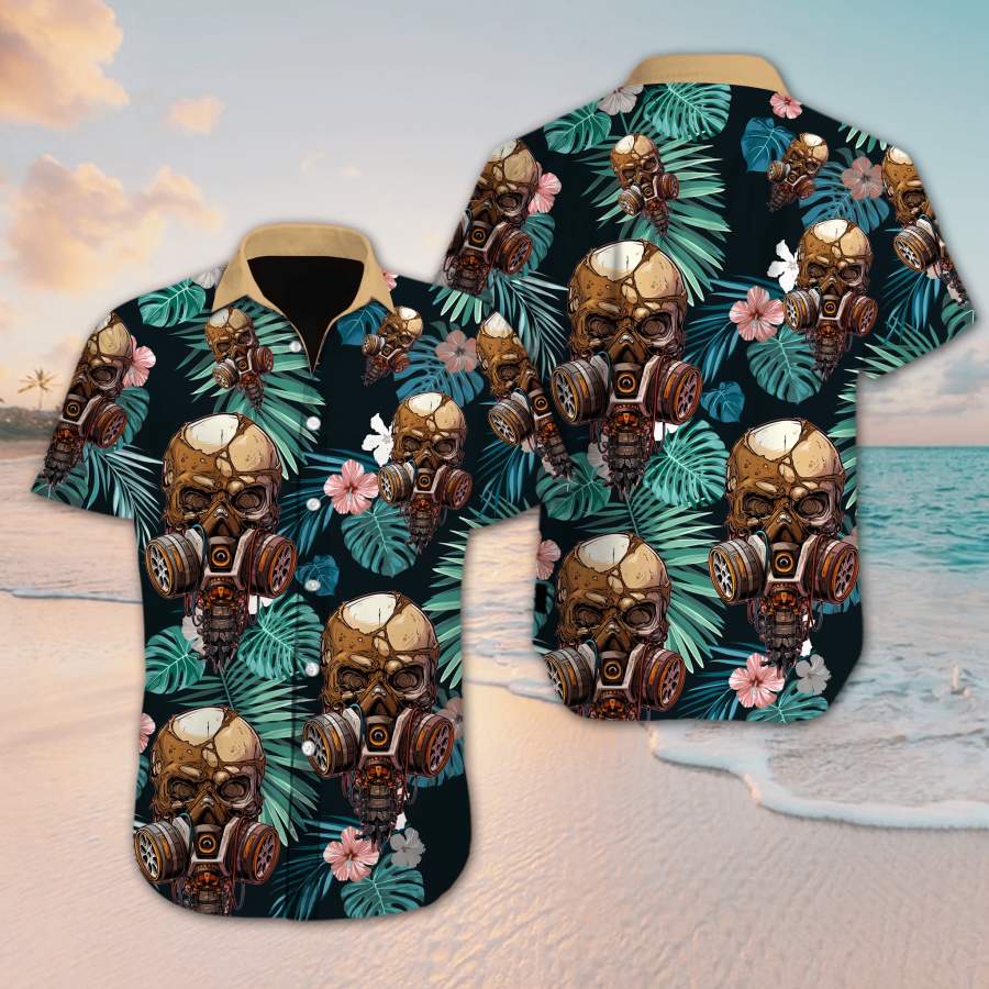 Hawaii Aloha Shirts Skull Flower Ha86884