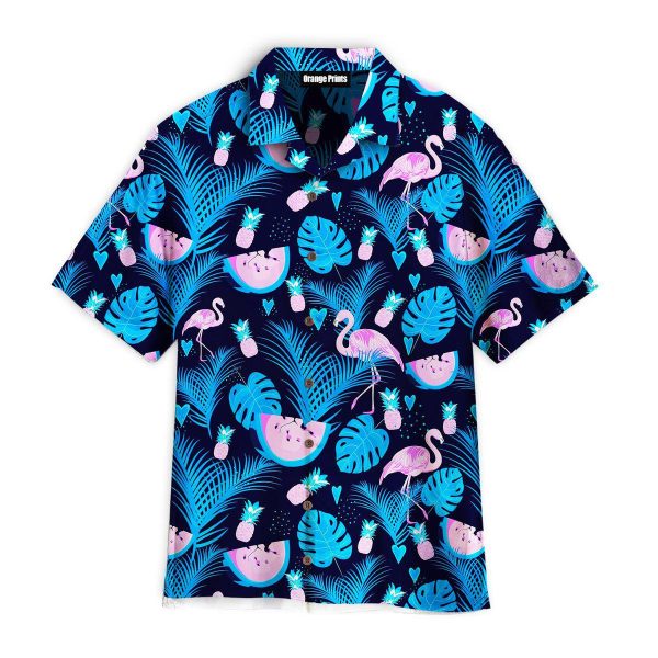 Flamingo Neon Party Tropical Pattern Hawaii Shirt For Men Women Ha22314