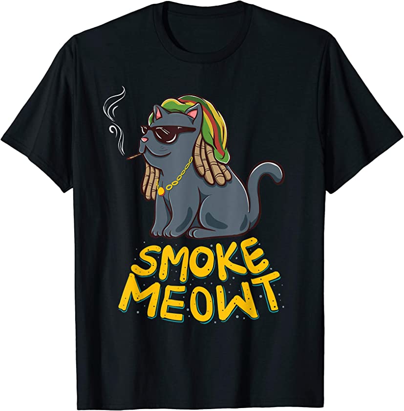 Weed Smoking Cat Smoke Meowt THC CBD Marihuana Stoner Kitten T-Shirt