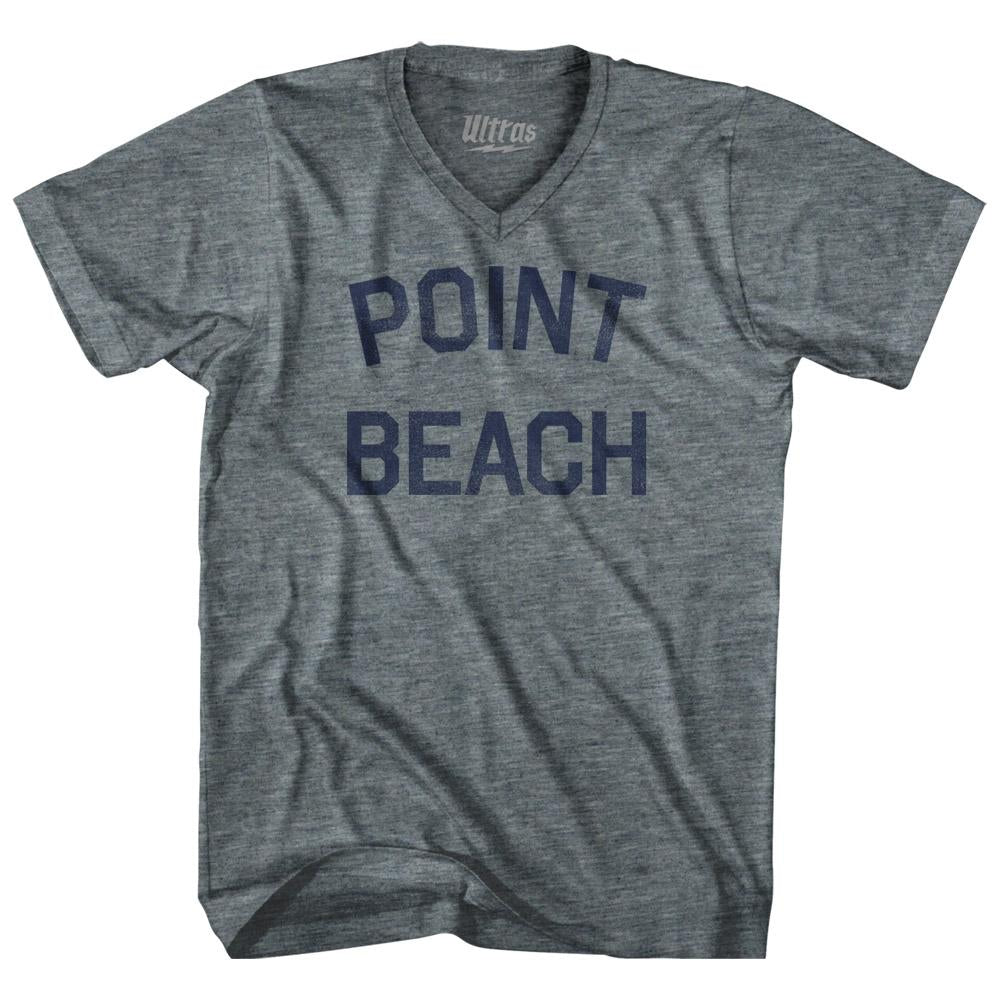 Wisconsin Point Beach Adult Tri-Blend V-neck Womens Junior Cut Vintage T-shirt