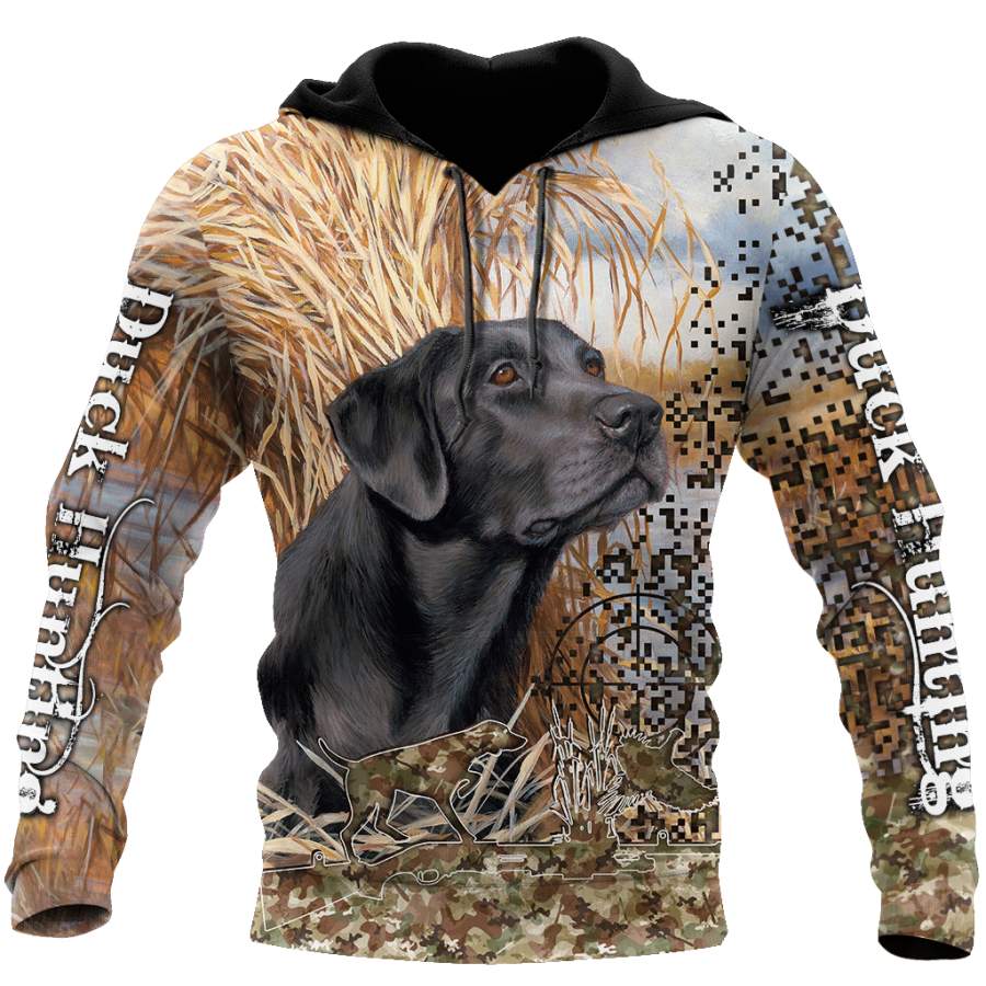 Duck Hunting Black Labrador Retriever 3D All Over Printed Shirts for Men and Women