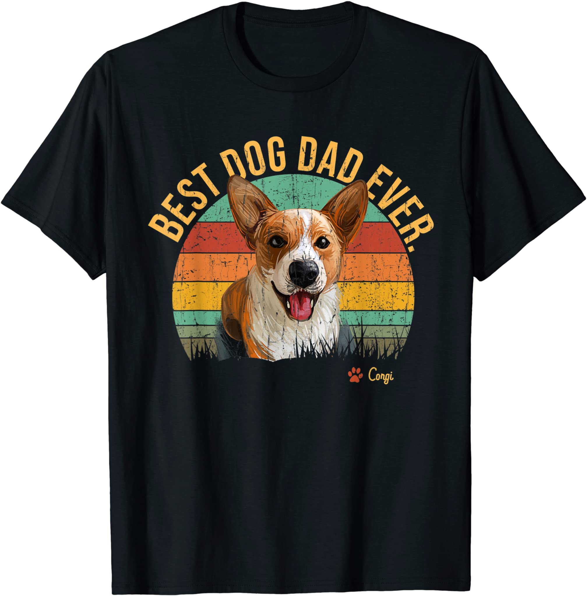 Dogs 365 Vintage Best Corgi Dad Ever Father Day Gift For Dog T-Shirt