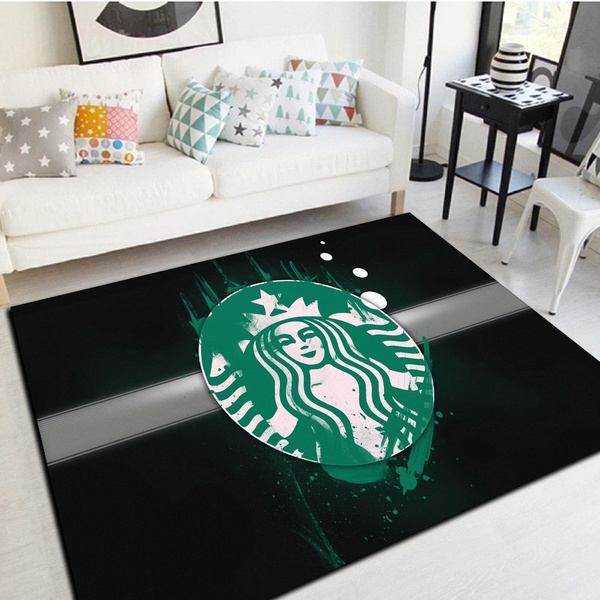 Starbucks Logo Inspired Area Rug, Living Room Carpet, Floor Mat Home Decor