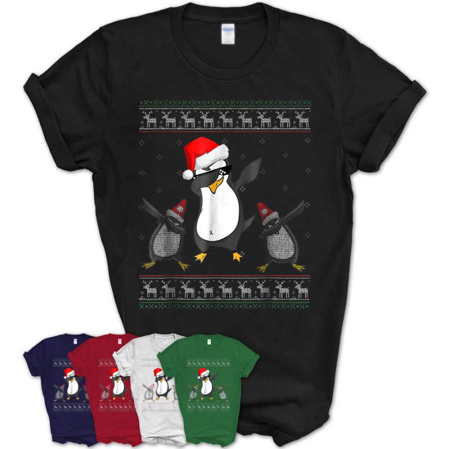 Dabbing Ugly Christmas Penguin Tshirt Funny Dab Gift Shirts