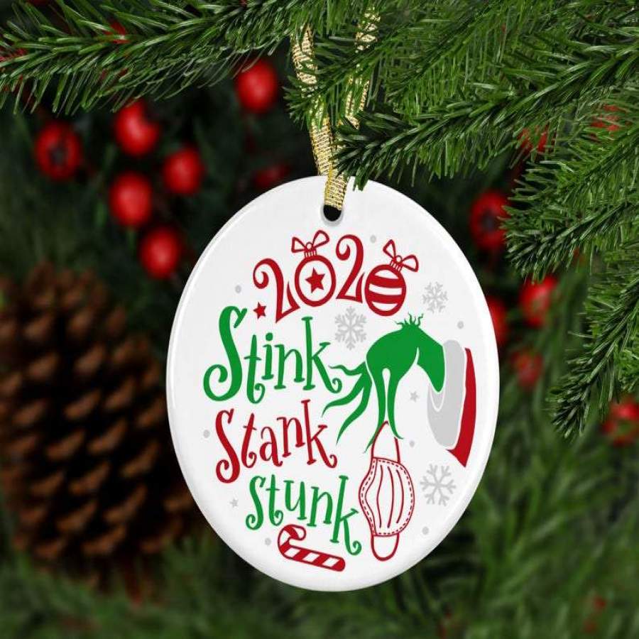 Stink Stank Stunk 2020 christmas Ornament , 2020 covid quarantine christmas decorations ornaments , christmas ornaments with masks – Circle Ornament (2 sided)