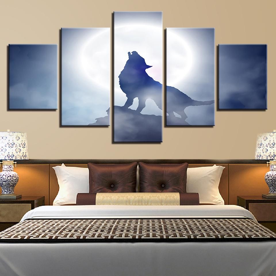 Wolf 22 Animal 5 Panel Canvas Art Wall Decor