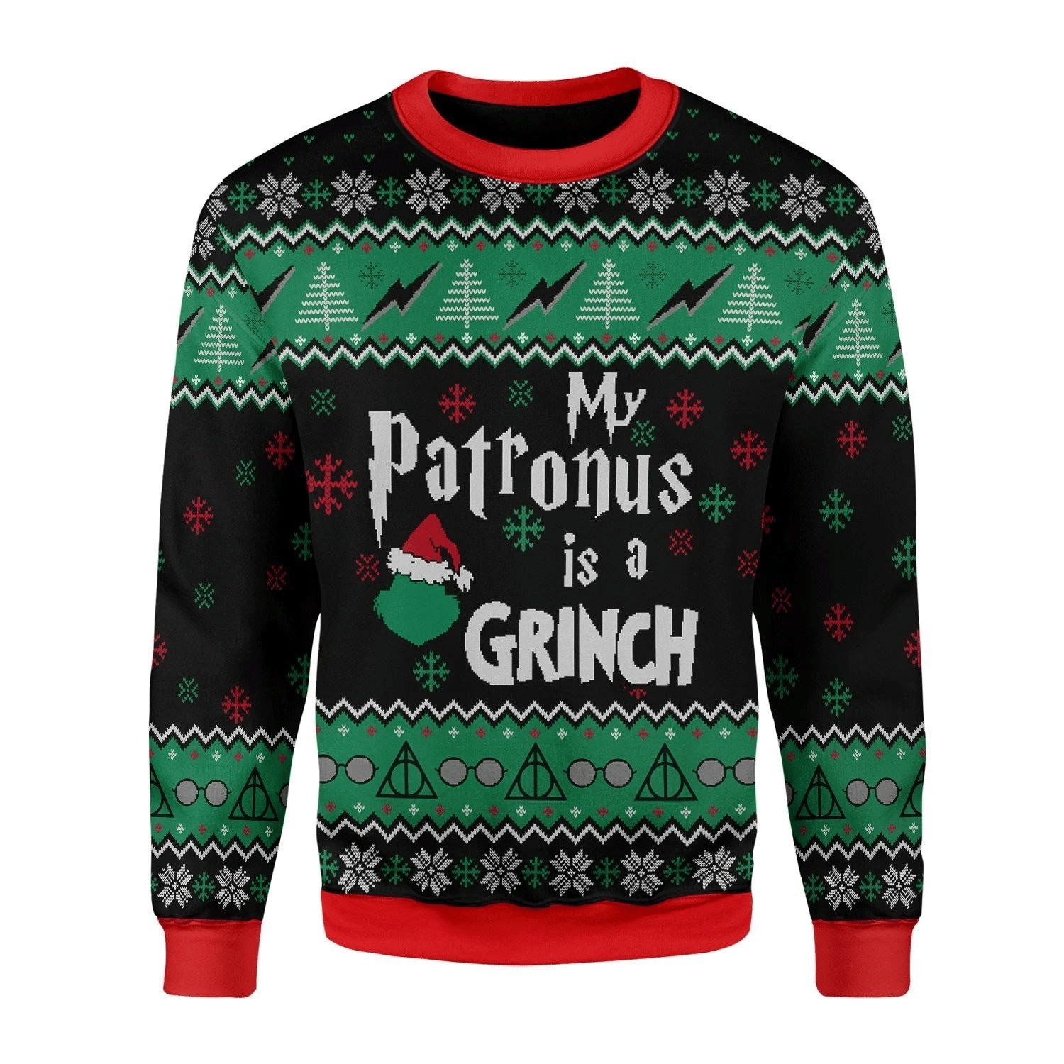 Unifinz Grinch Ugly Sweater My Patronus Is A Grinch Hp Christmas Sweater 2022