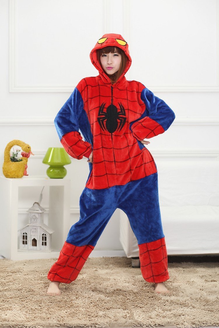 SpiderMan Pajamas Animal Onesie Costume Giraffe Adult Pajamas Unisex Flannel Sleepwear Hoodie For Women Men