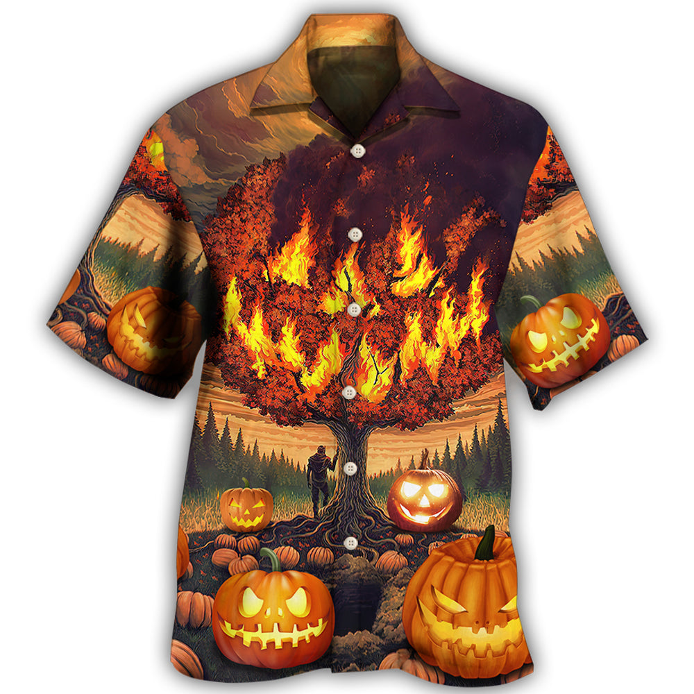 Halloween Pumpkin Burning Crazy Style Hawaii Shirt Ha20189