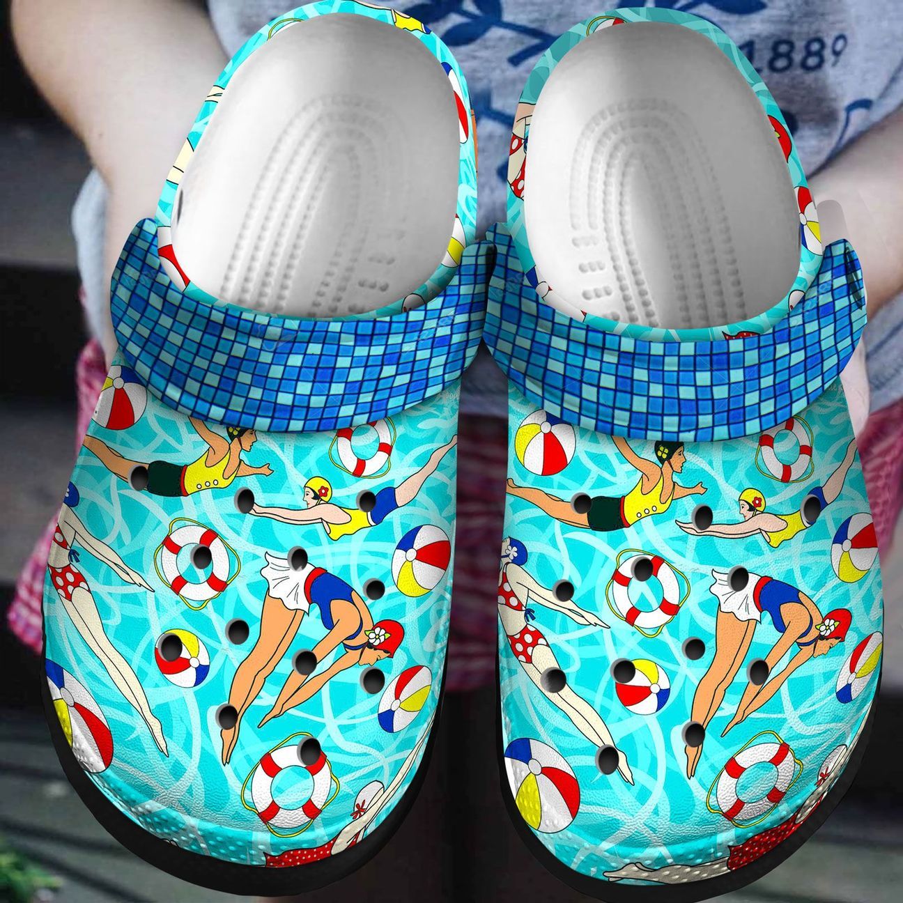 Swimming Personalized Clog, Custom Name, Text, Color, Number Fashion Style For Women, Men, Kid, Print 3D Swimming Pool