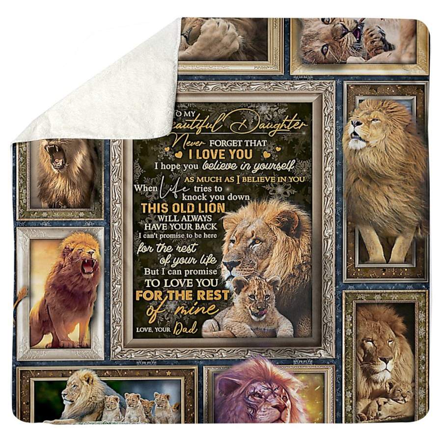 Lion To My Beautiful Daughter Love Your Dad Gift Sherpa Blanket