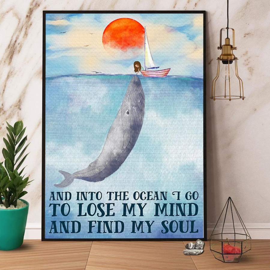 Whale Sunset And Into The Forest I Go To Lose My Mind And Find My Soul Paper Poster No Frame/ Wrapped Canvas Wall Decor Full Size