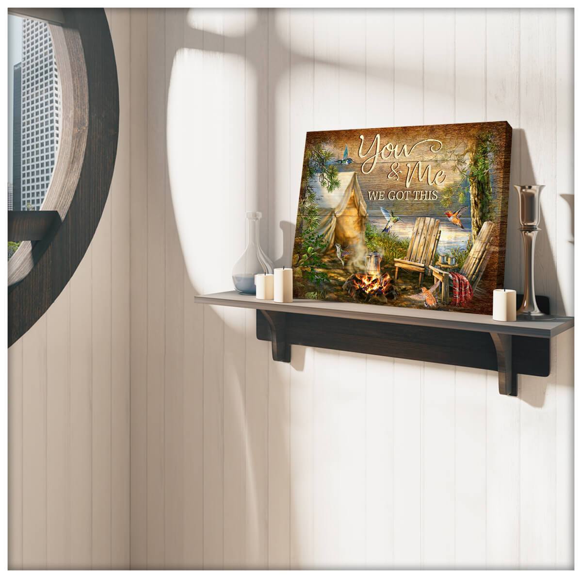 You and Me Camping Hummingbird Canvas Wall Art Decor