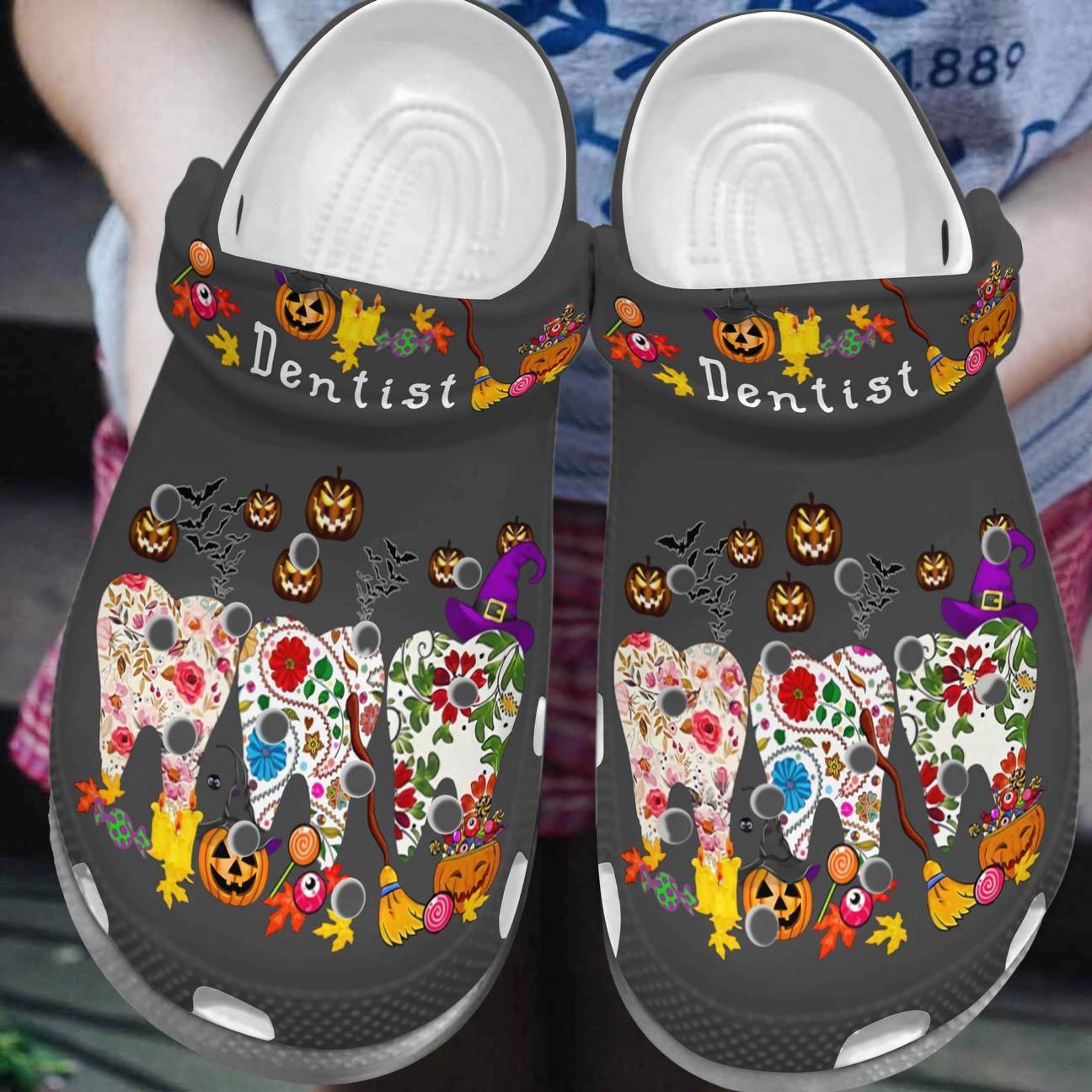 Dentist Personalized Clog, Custom Name, Text, Color, Number Fashion Style For Women, Men, Kid, Print 3D Pumpkin Teeth