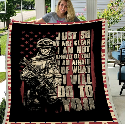 Army American Veteran Gift Blanket,  Soldier Fleece Blanket, Army Veteran Gift