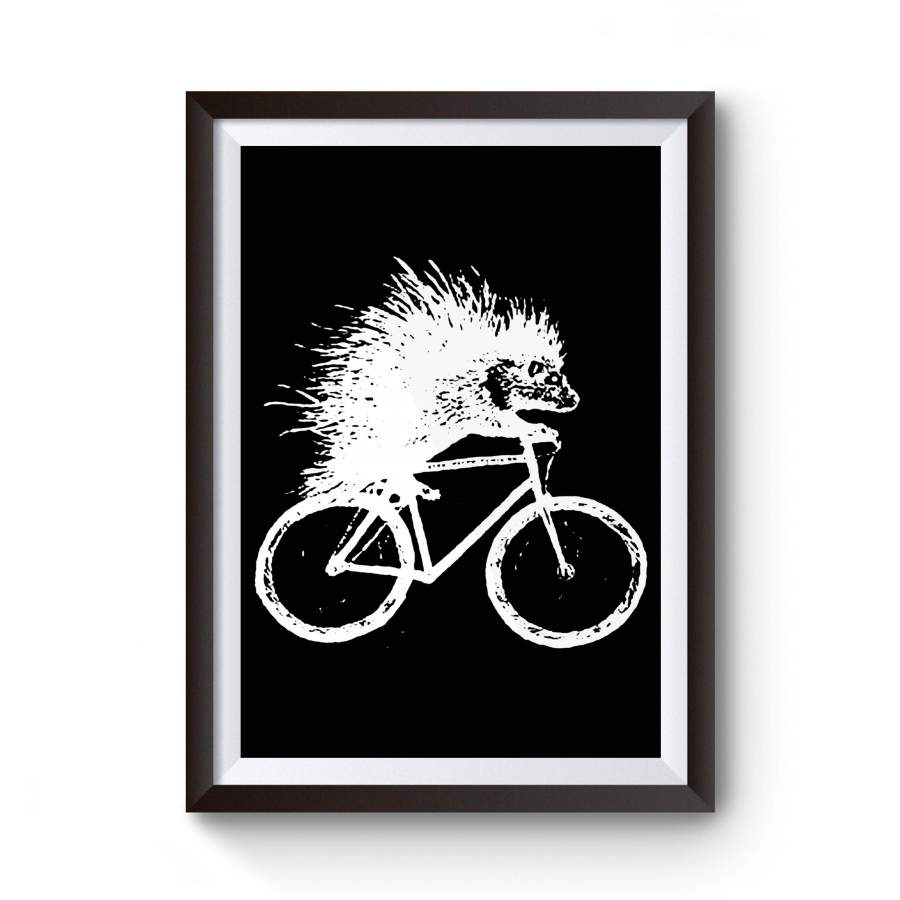 Porcupine On A Bicycle Eco Friendly Animal Hedgehog Poster