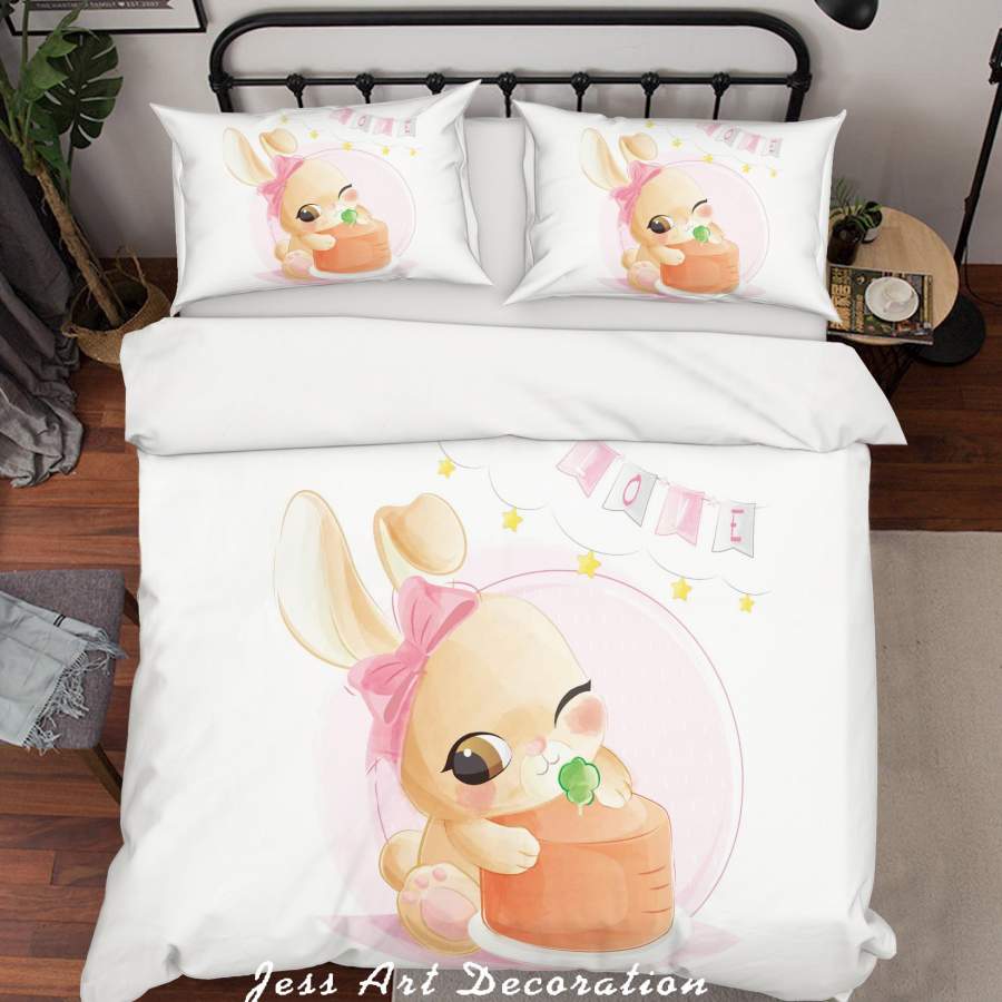 3D Cartoon Rabbit Quilt Cover Set Bedding Set Duvet Cover Pillowcases SF112