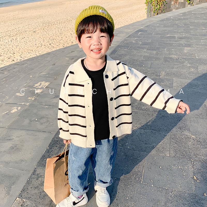 Teenager Children Clothes 2022 Spring Autumn New Boys Girls Striped Cardigan Baby Sweaters Jacket Casual Simple Knitted Sweater alx