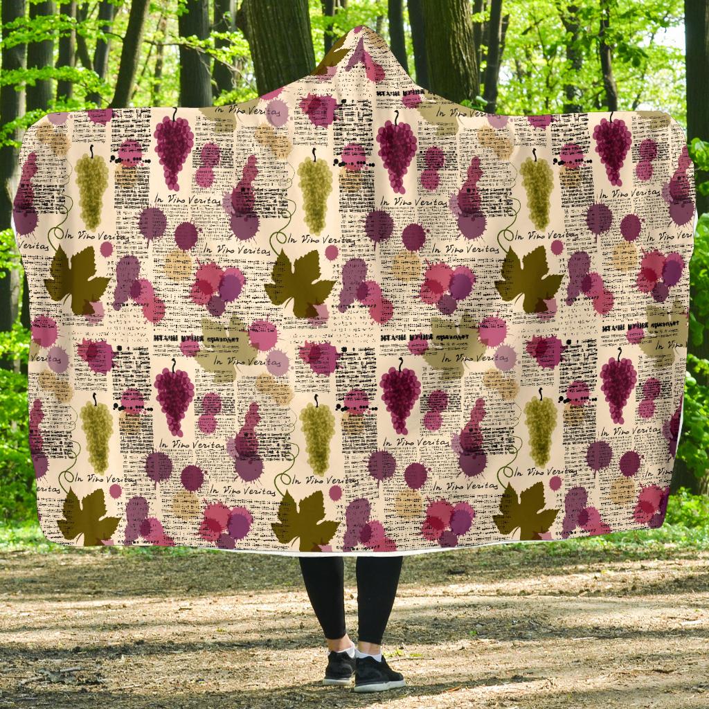 Wine Style Design Print Hooded Blanket