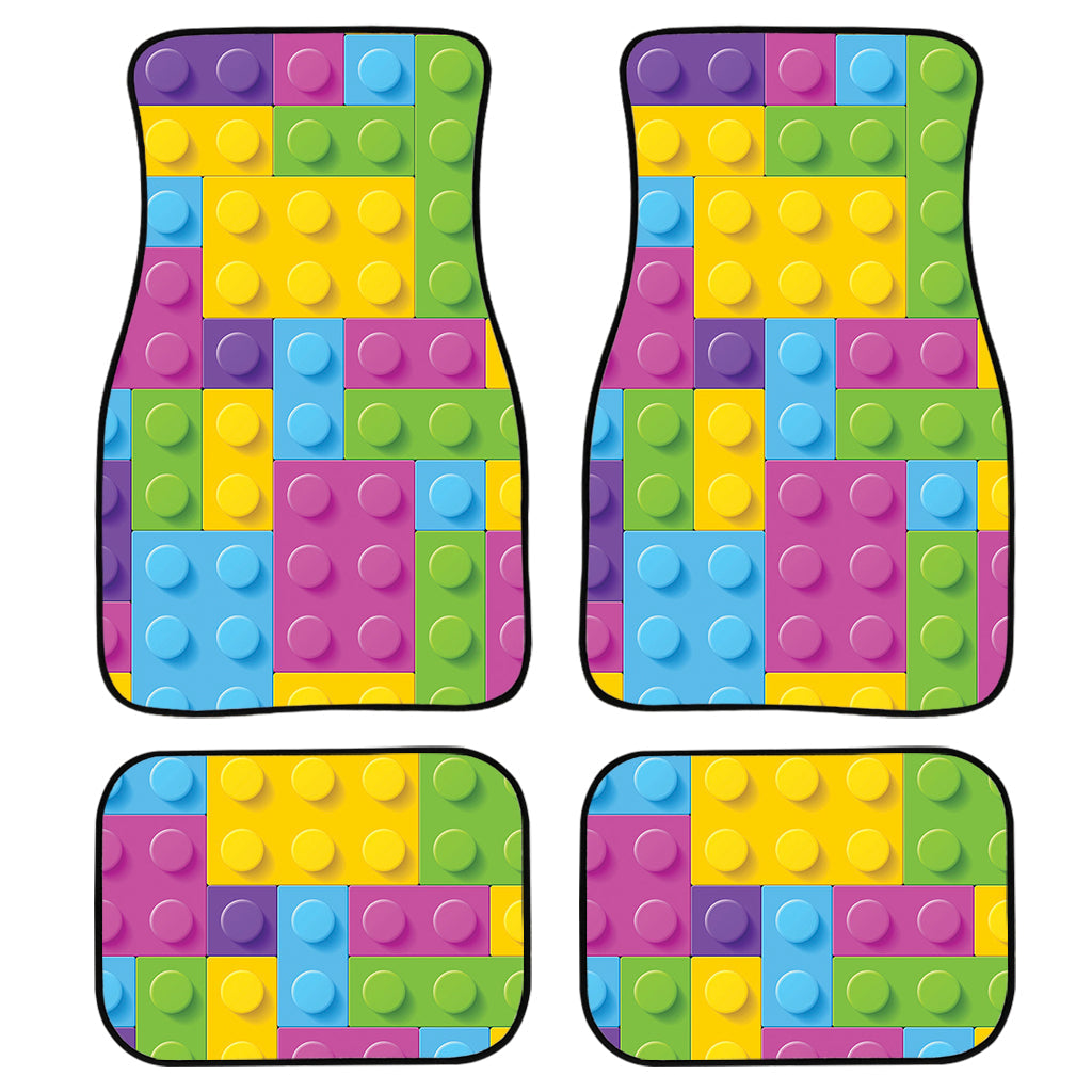 Colorful Building Blocks Pattern Print Front And Back Car Floor Mats, Front Car Mat