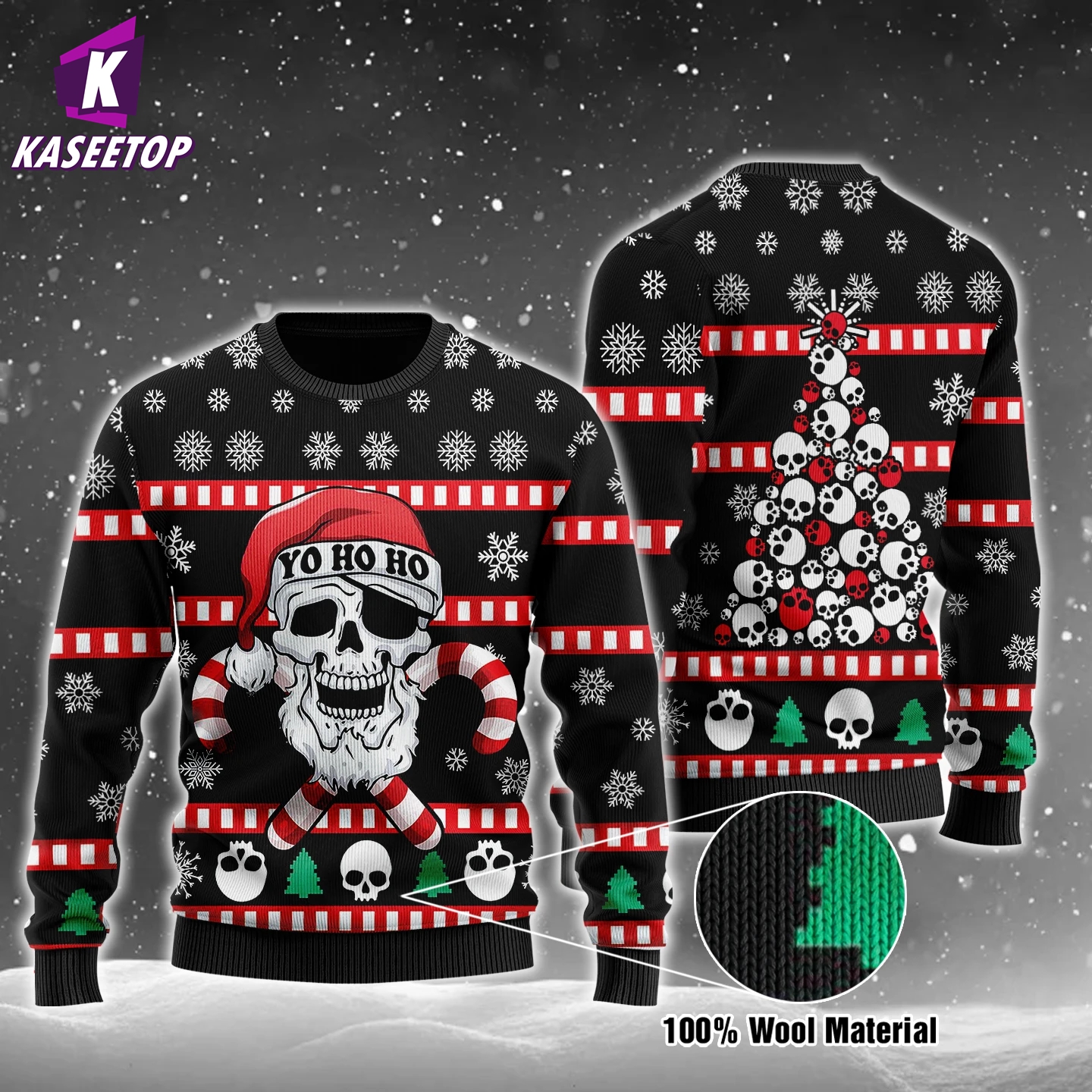 Skull Christmas Tree Unisex Pullovers Ugly Wool Sweater Jumper Tops 3D Print Men Knitting Clothing Sweatshirt Casual Long Sleeve alx