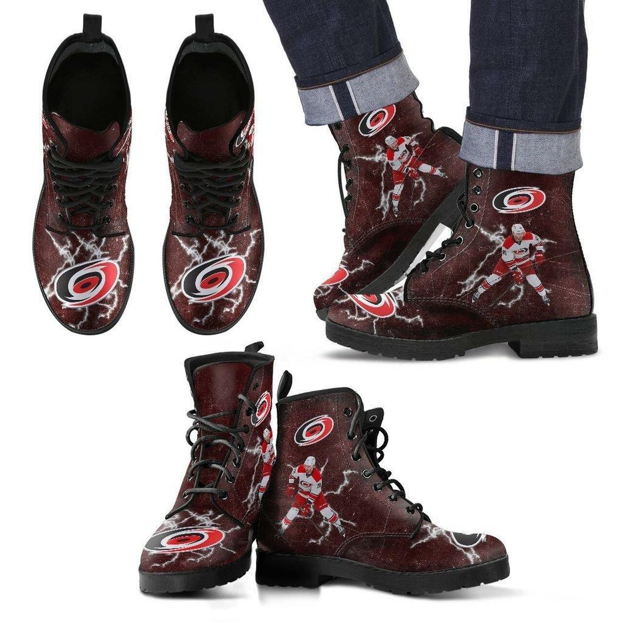 Carolina Hurricanes Leather Boots Fashion Women Boots Shoes Shoes5010