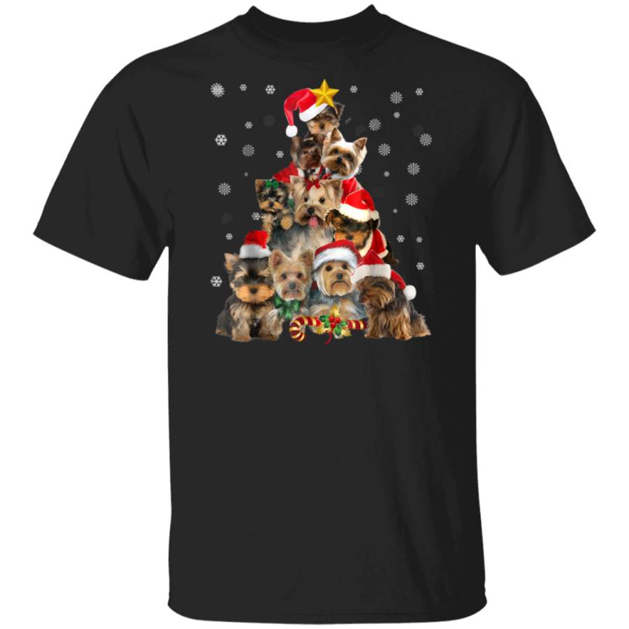 Yorkie Christmas Tree T Shirt Xmas Gift For Yorkie Dog Hoodie Shirt