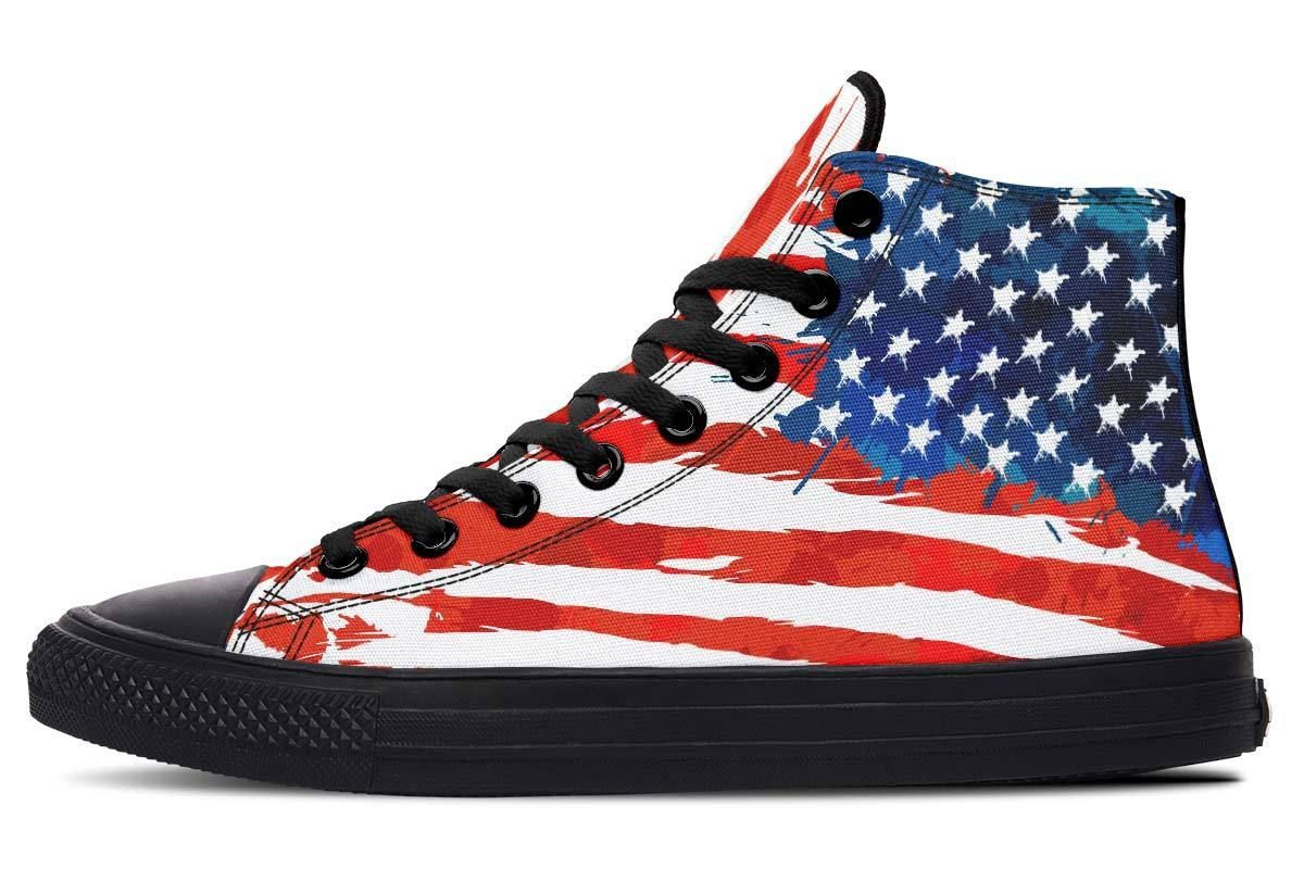 American Splatter Flag High Top Vans Shoes