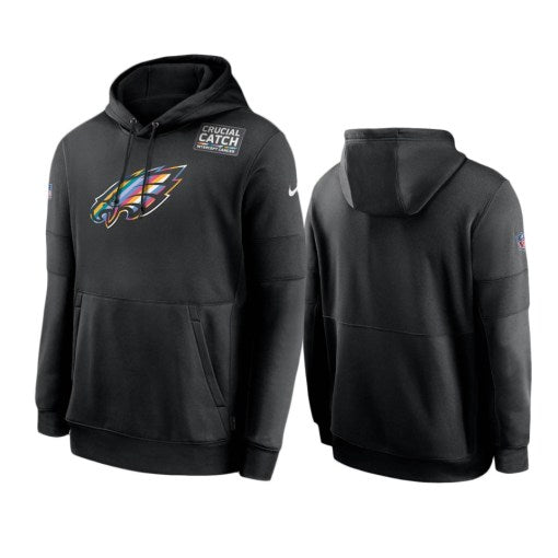 Philadelphia Eagles Black Sideline Performance Crucial Catch Pullover Hoodie