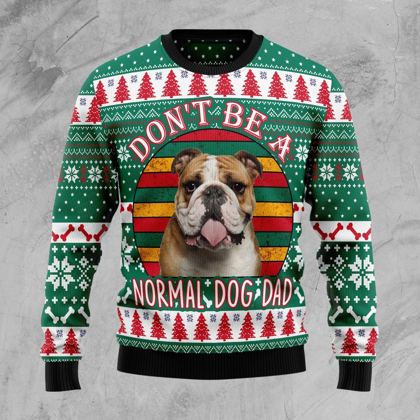 Bulldog Dog Dad Sweater, Ugly Christmas Sweater For Dog Lovers