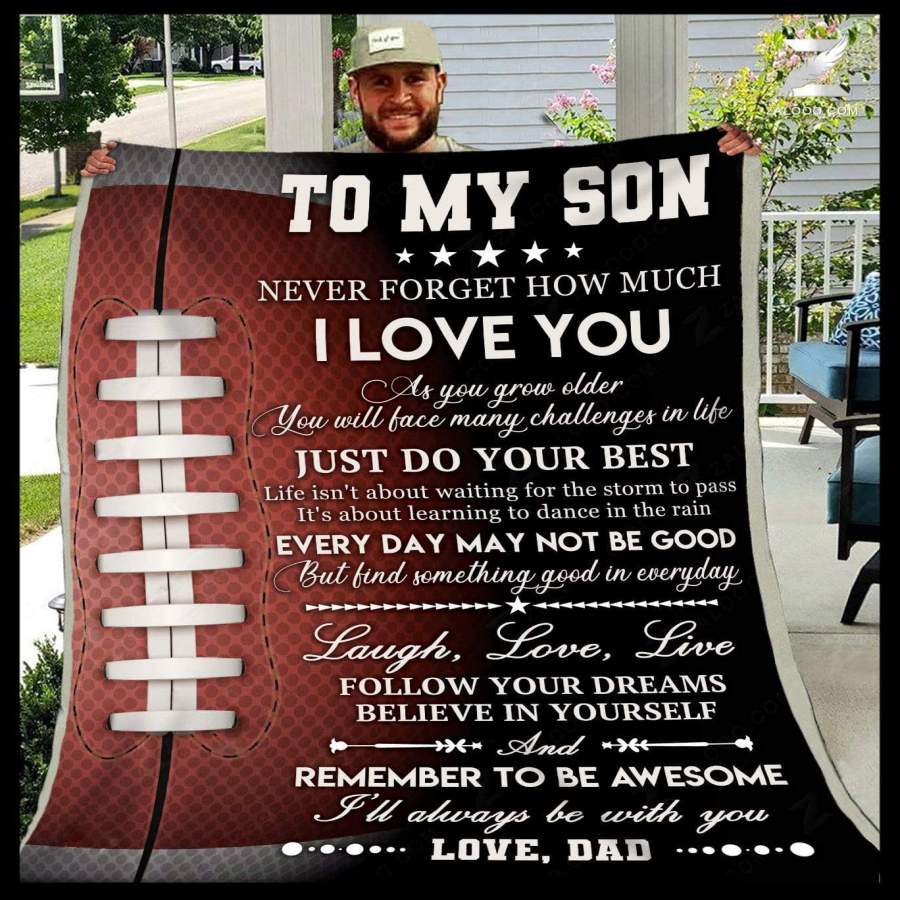 Football Remember To Be Awesome Message Dad Gift For Son Blanket