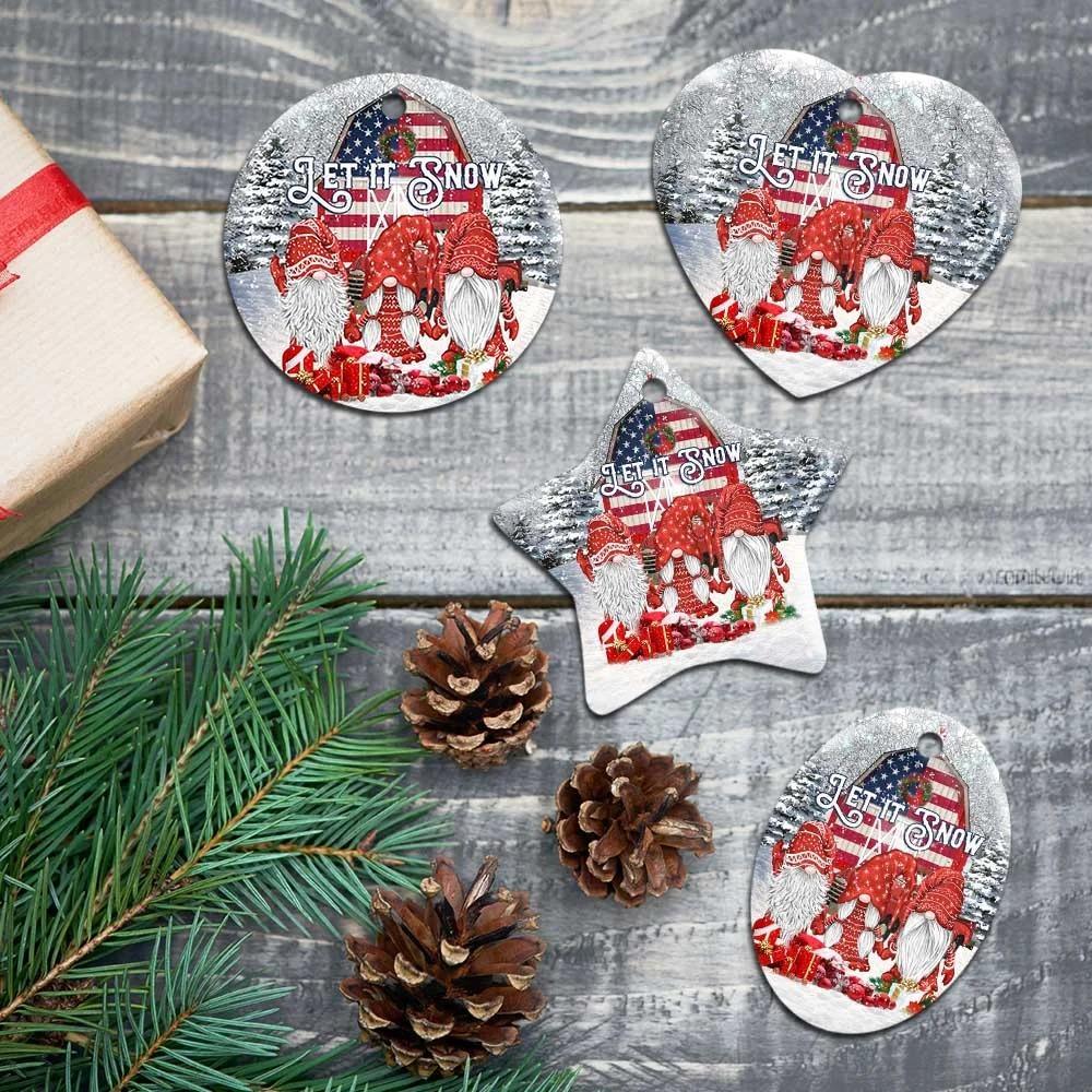 Gnomes. Let It Snow Christmas Ceramic Ornament Christmas Home Decor Gift Ideas