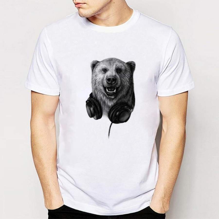 Newest Fashion Cool Bearded Bear T-Shirt Mens Personalized Animal Printed Tshirt Summer Hipster Short Sleeve Tops Tee