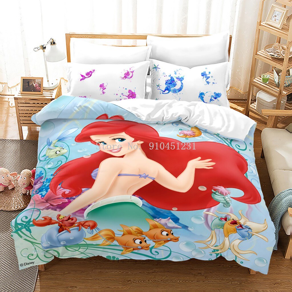 3D Printed The Little Mermaid Ariel Bedding Set Queen King Coverduvet Cover Pillowcase Set Home Textile Bedclothes