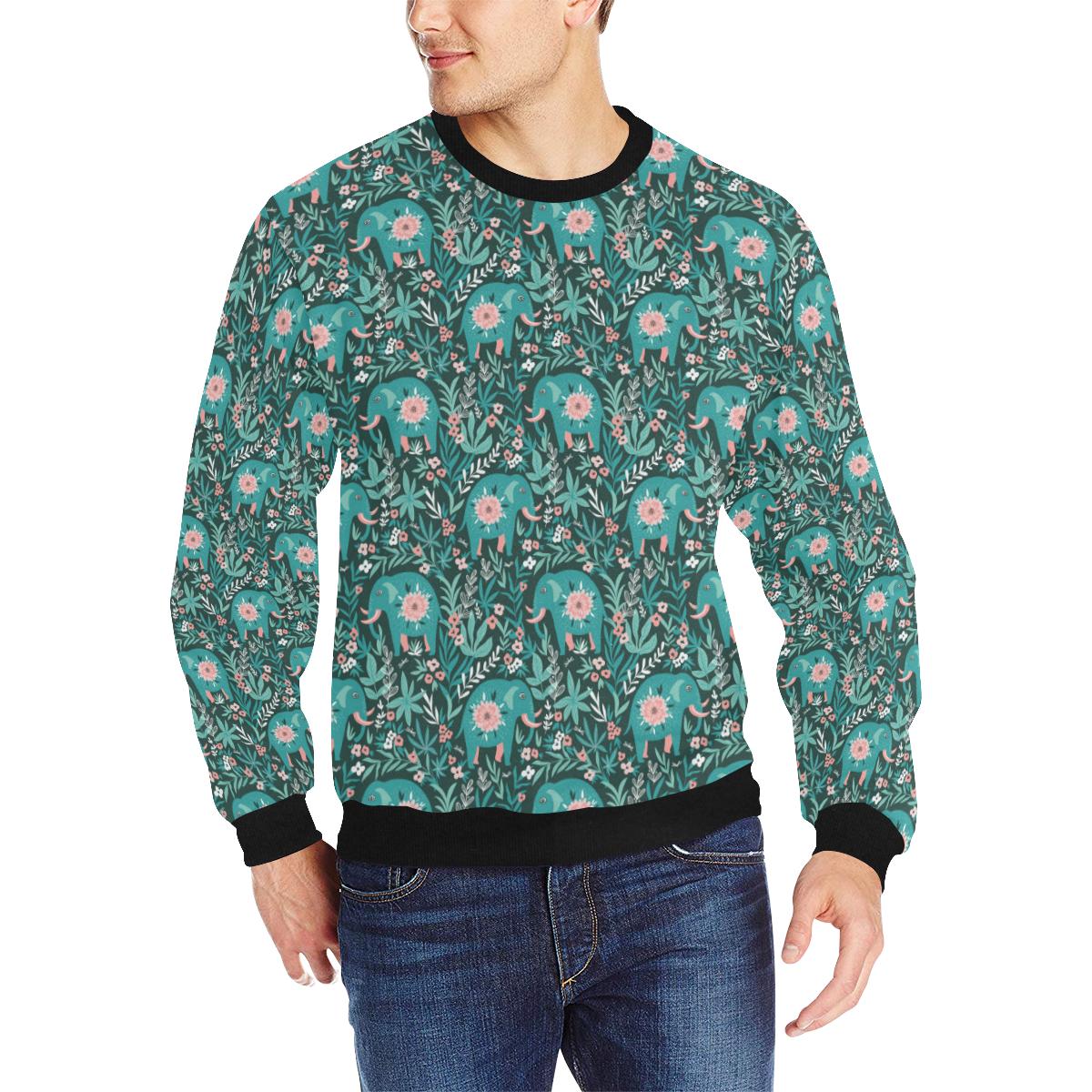 Elephants jungle pattern Men’s Crew Neck Sweatshirt