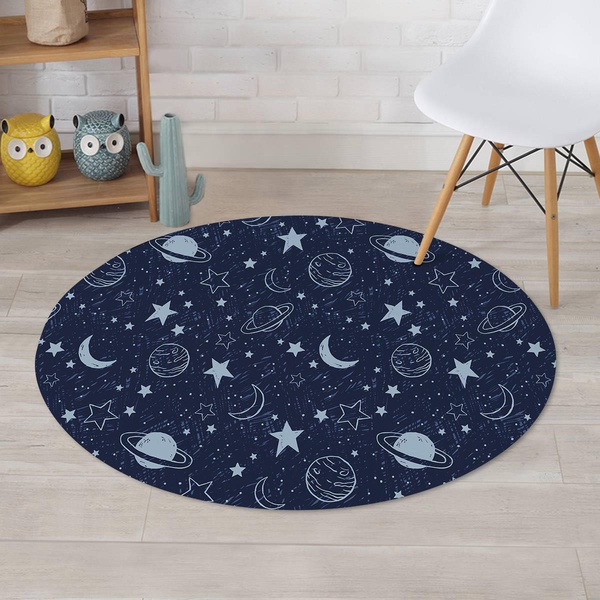 Doodle Galaxy Space Round Rug