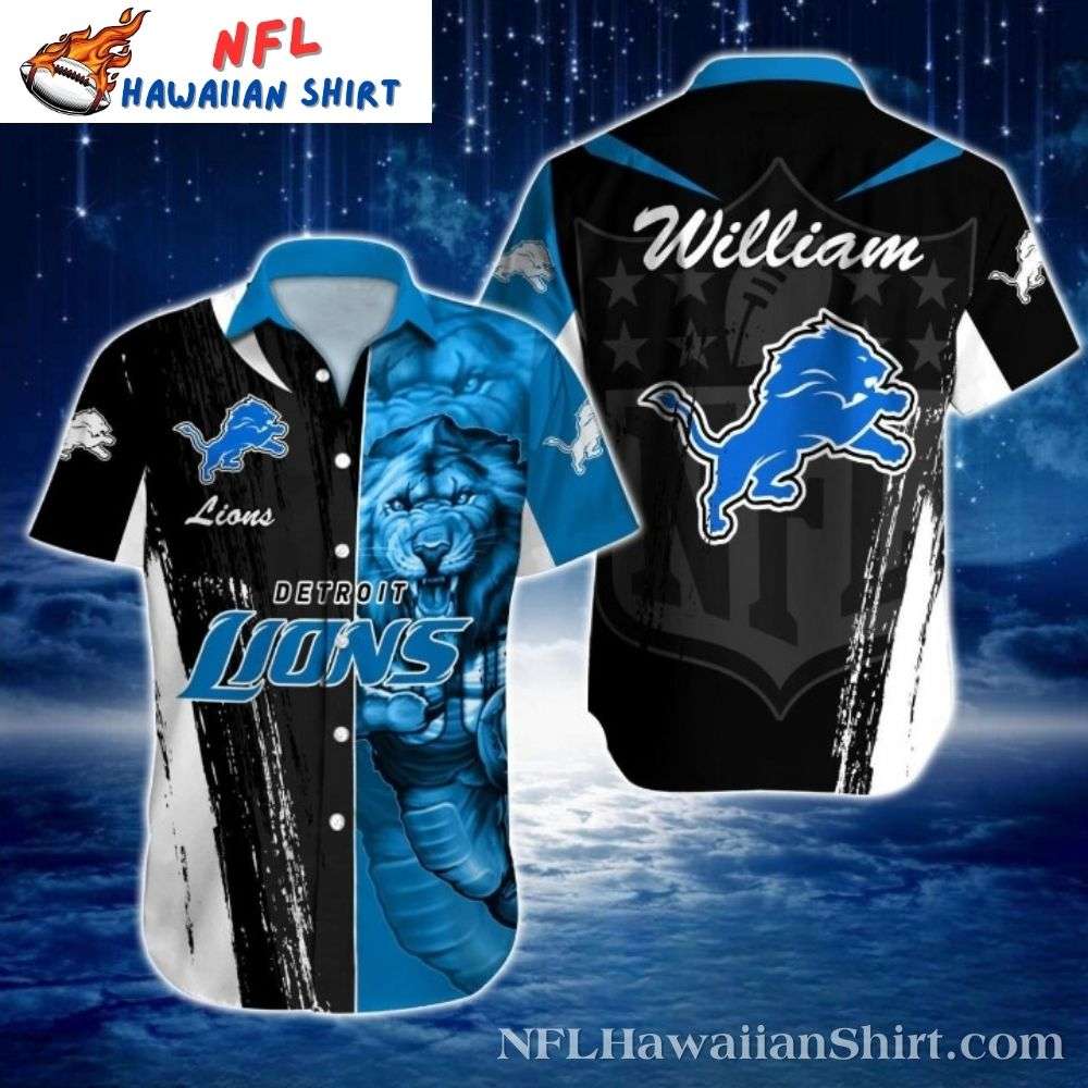 Roaring Stripes Custom Name Detroit Lions Hawaiian Shirt