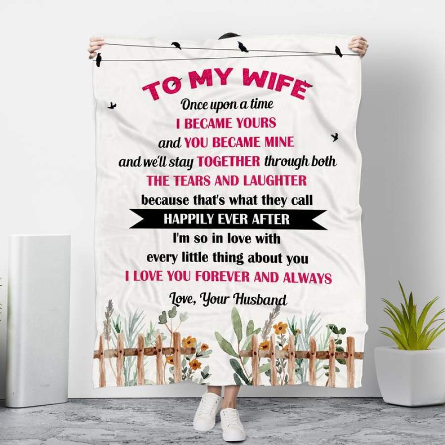 To My Wife I Love You Forever And Always- Fleece Blanket Gift For Valentine’S Day To Wife Home Decor Bedding Couch Sofa Soft And Comfy Cozy