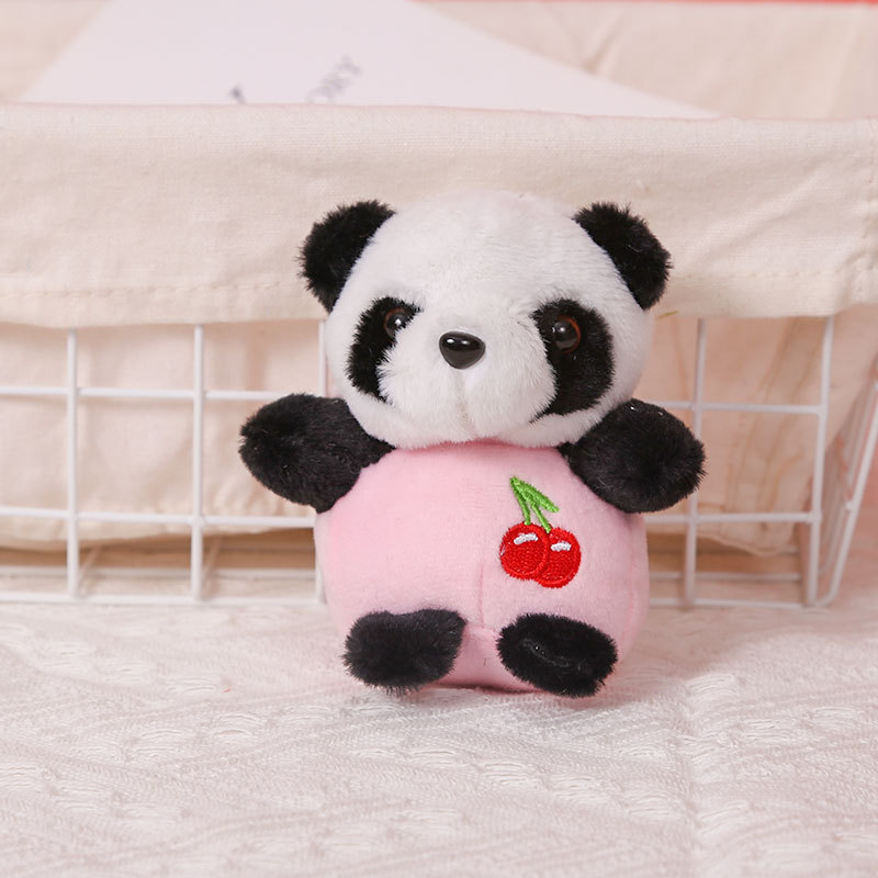 Creative Fruit Panda plush key chain pendant cute four-inch doll machine cool cool little doll sweater teddy bear doll bag acces alx