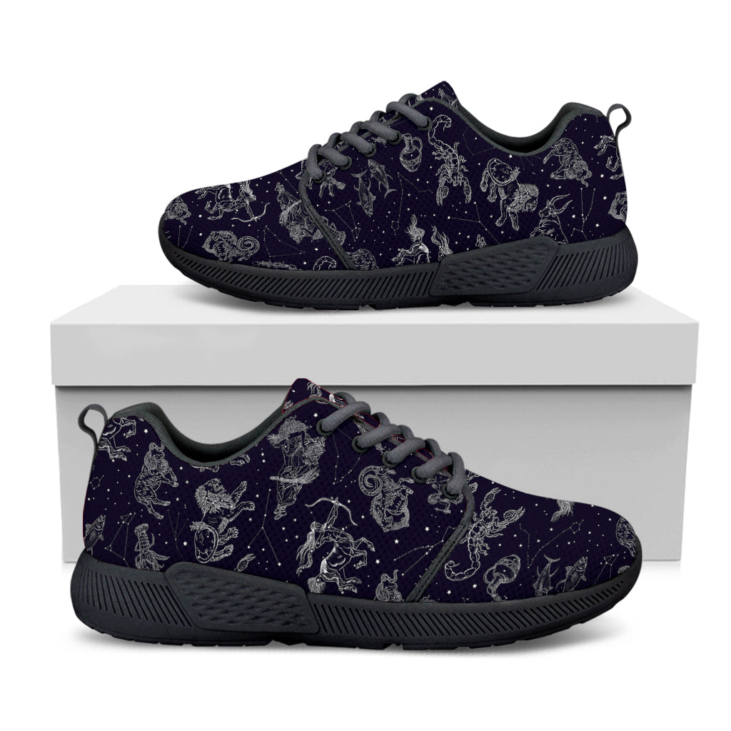 Zodiac Constellation Pattern Print Black Athletic Shoes