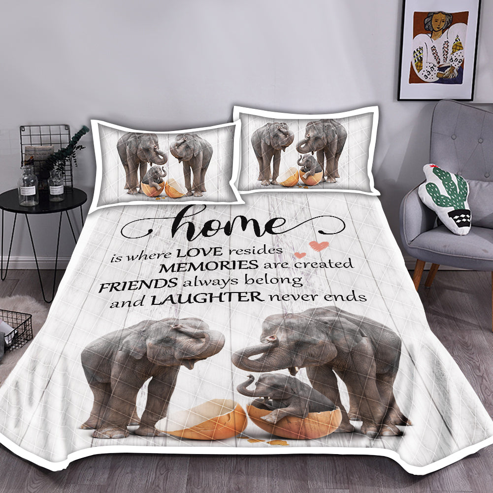 Elephant Home Love Friends Qbs Quilt Bedding Set Bedroom Decoration Twin/Queen/King Size Bedding