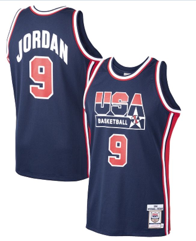 Usa Basketball Michael Jordan #9 NBA Throwback Dark Blue Jersey