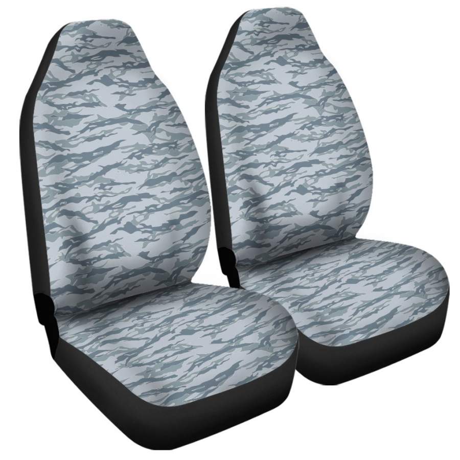 Winter Tiger Stripe Camo Pattern Print Universal Fit Car Seat Covers