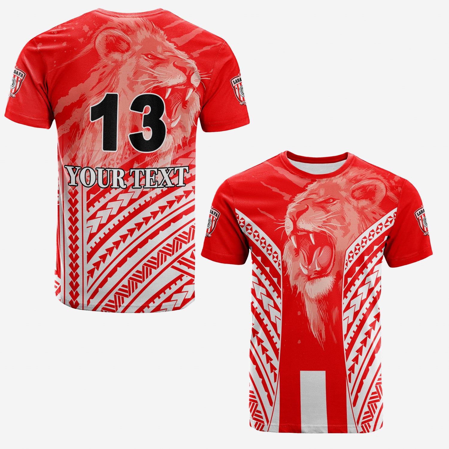 (Custom Personalised) Labasa Football T Shirt Strong Lion Of Fiji – Custom Text And Number Lt13