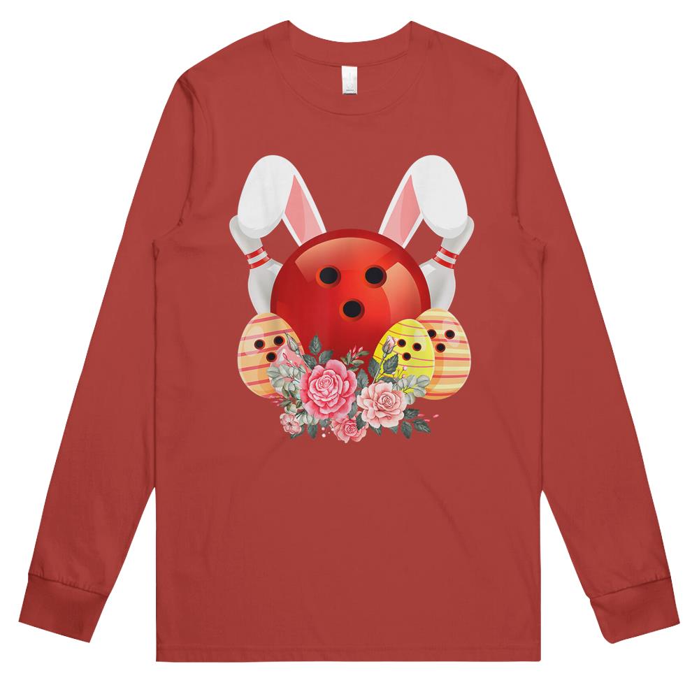 Bowling Easter Bunny Egg 2021 Rabbit Flowers Pascha Bowler Long Sleeve T Shirts