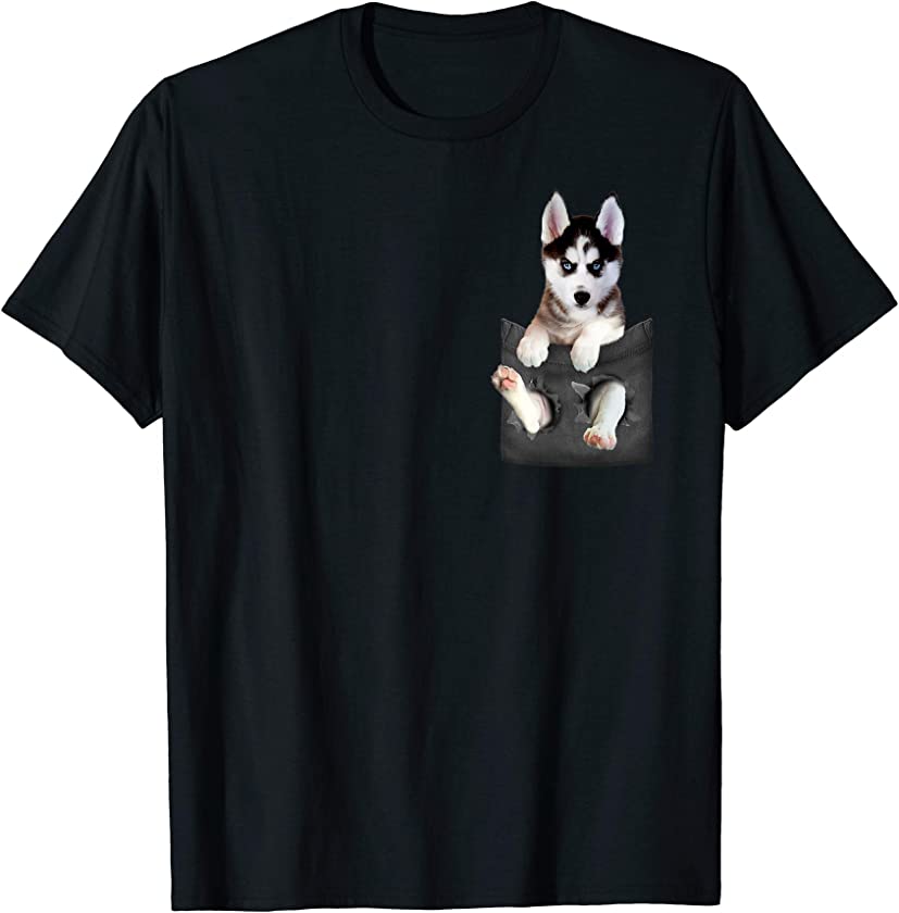 Siberian Husky In Pocket Puppy T Shirt