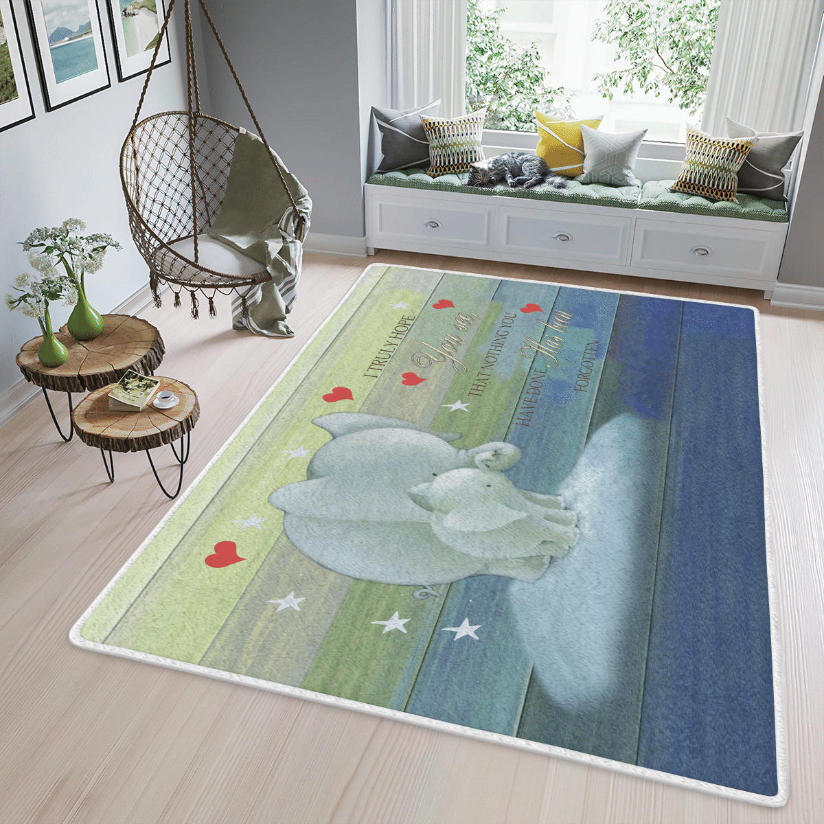 Wooni I Truly Hope You See – Elephant Area Rug, Rectangle Rug Wn23022231