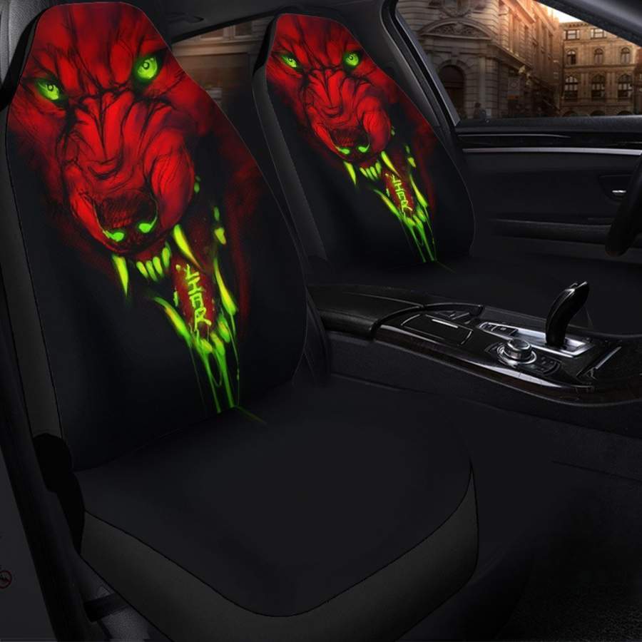 Red Wolf Fang Animal Car Seat Covers