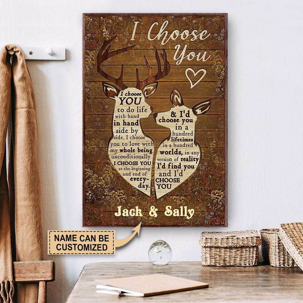 Aeticon Gifts Personalized Deer Brown I Choose You Canvas Mom Dad Gift Home Decor